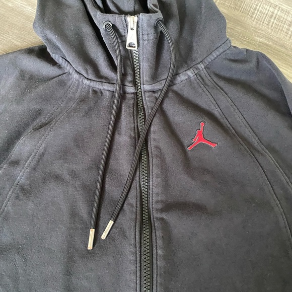 Jordan Essentials Knit Hooded Warmup Black Hoodie Zipper Sweater Men XS - Picture 5 of 8